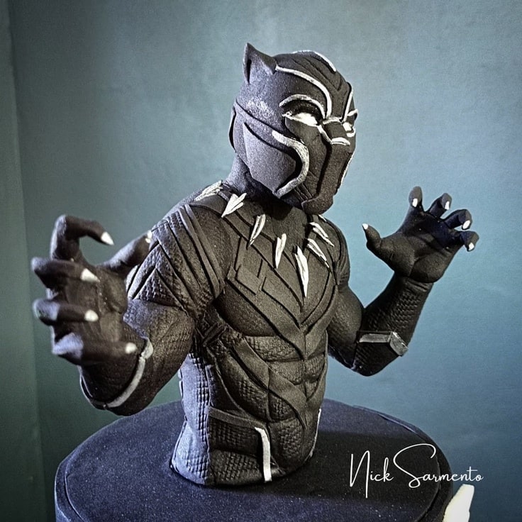 Close-up of Black Panther Cake Topper