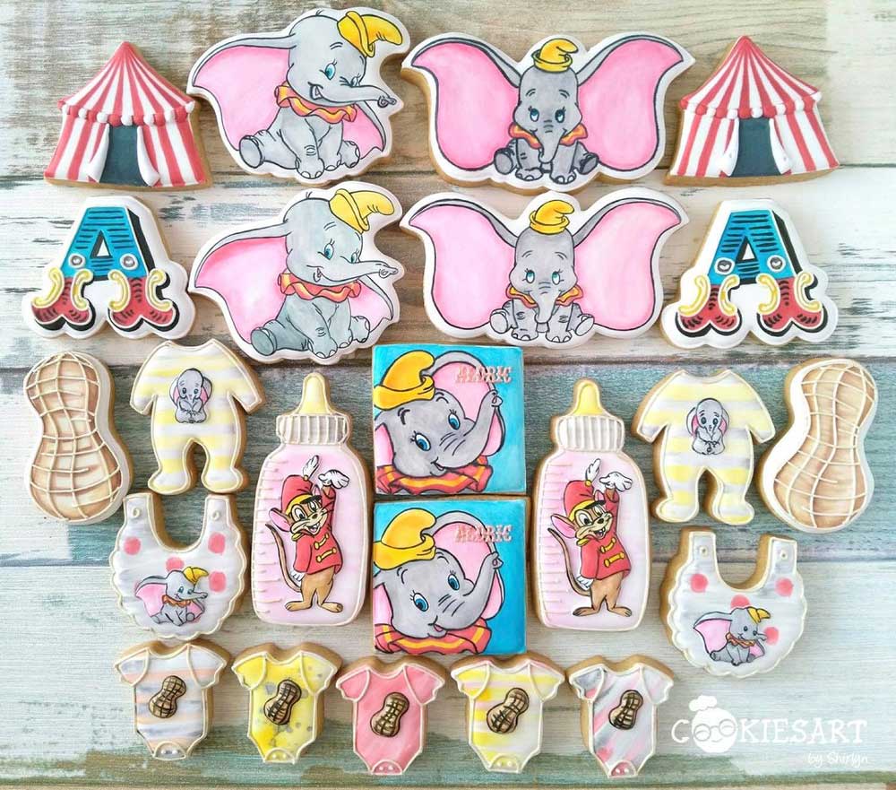 Dumbo Circus Baby Shower Cookies
