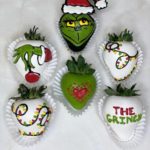 These six chocolate covered strawberries feature different items from How The Grinch Stole Christmas