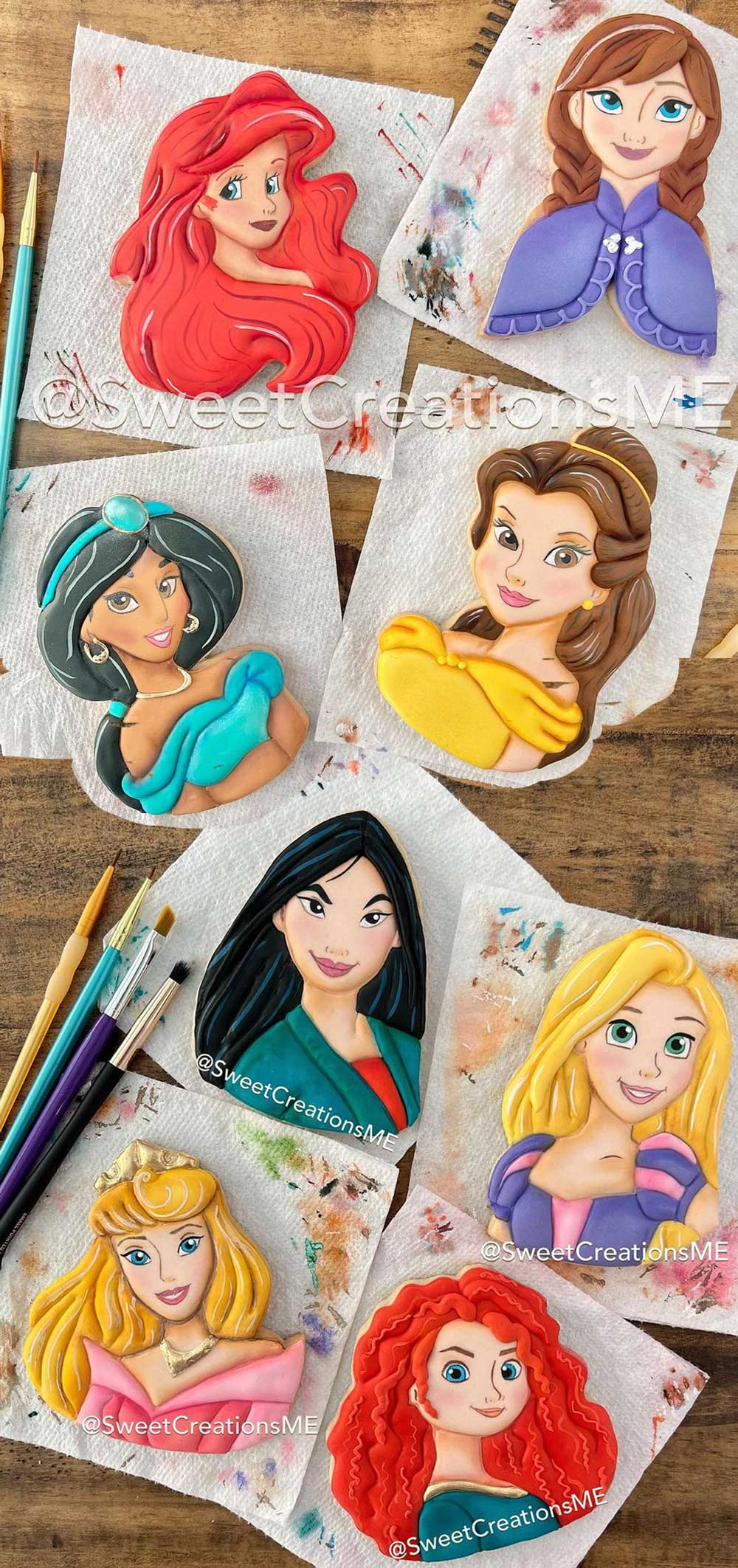 Eight Disney Princess Cookies