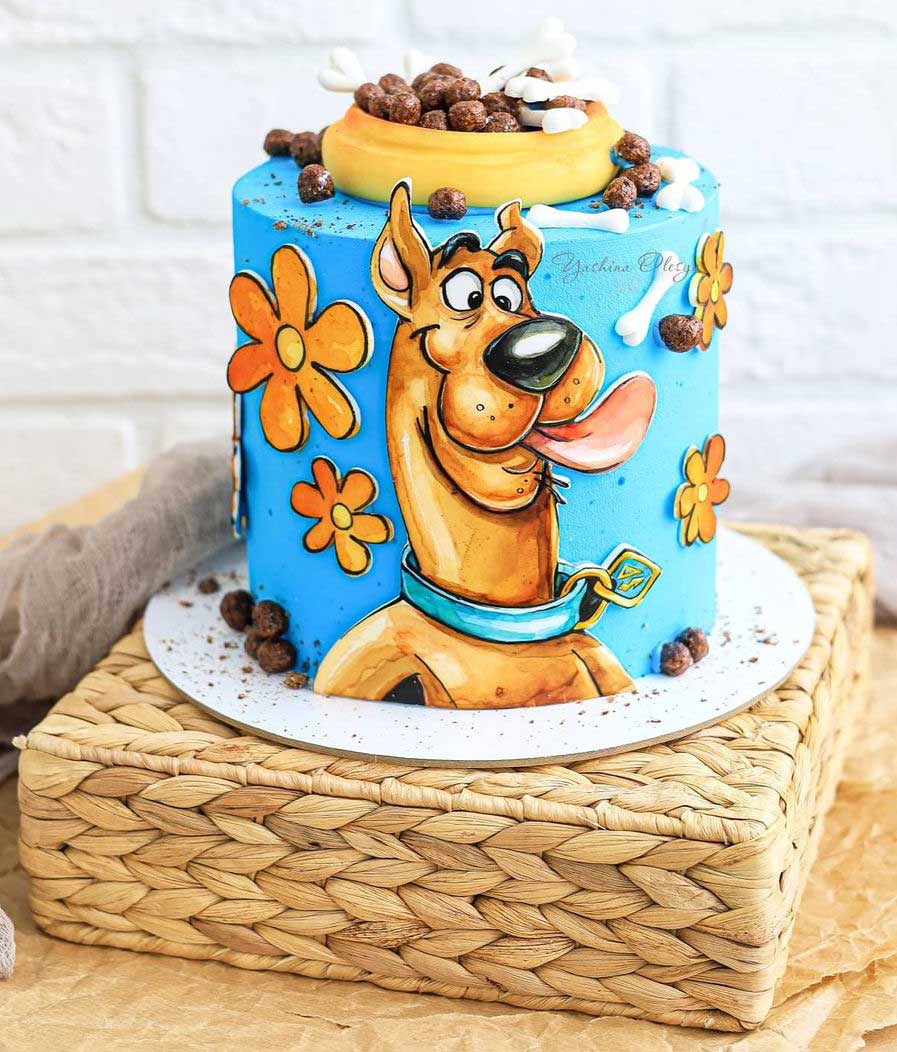 Scooby Snacks & Flowers Cake