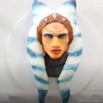 2-D-Ahsoka-Cake made using a rectangular pan and skull cake pan. This figure is lying down.