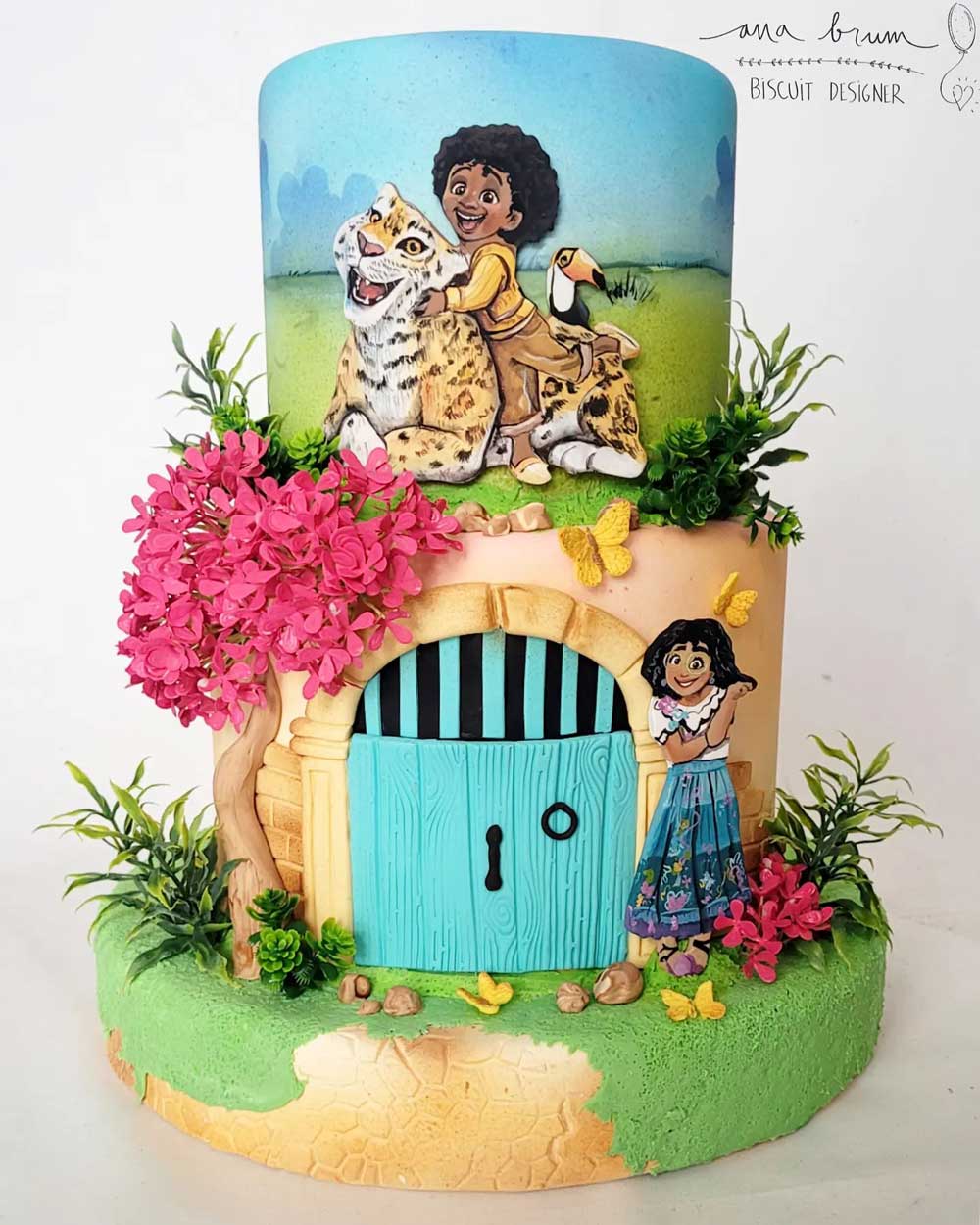 Encanto Cake with Antonio riding a leopard.