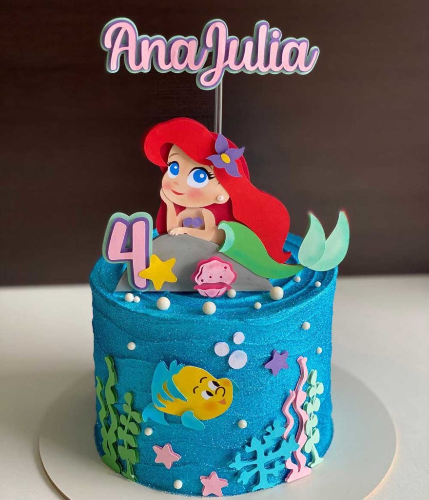 Ariel & Flounder 4th Birthday Cake