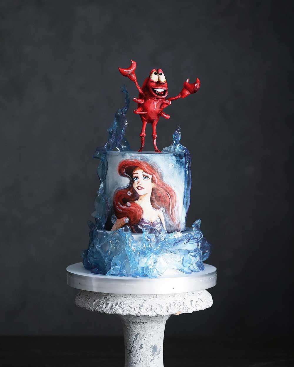 Blue Hand-painted Ariel cake