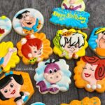 Yellow Orange Blue Flintstones Birthday Cookies