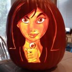 Mulan Holding Sword Pumpkin