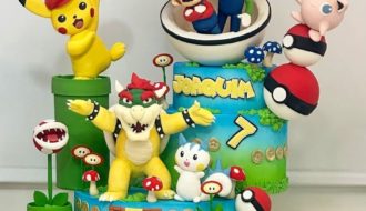 Mario Meets Pokémon Cake