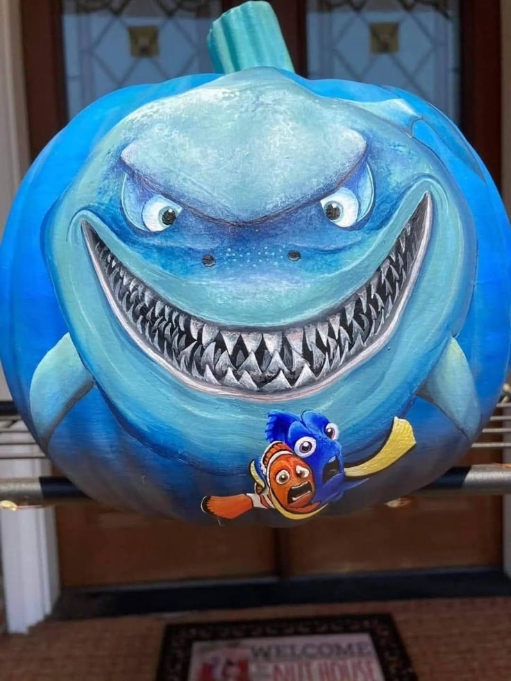 Bruce The Shark Painted Pumpkin
