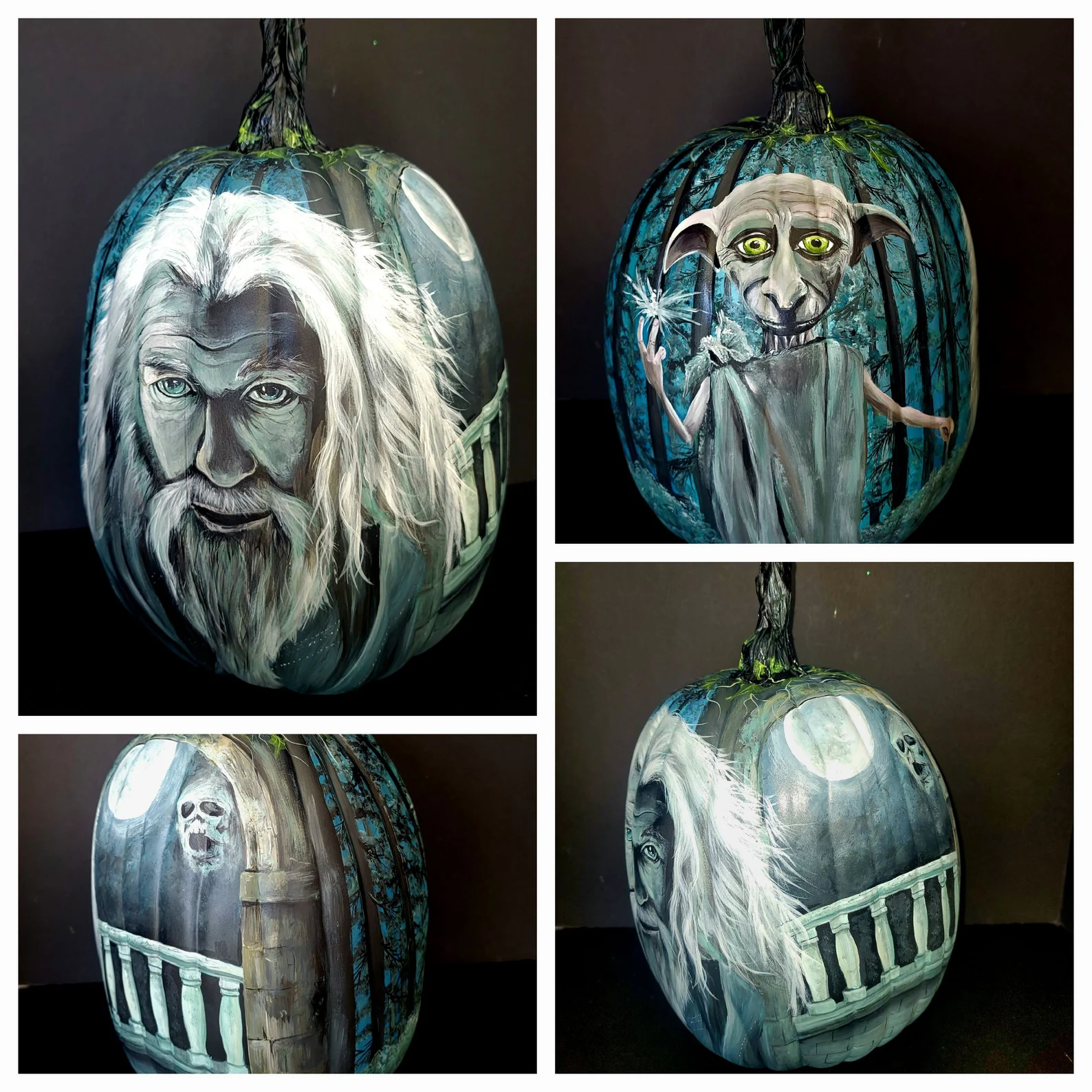 Collage of Painted Harry Potter Pumpkin