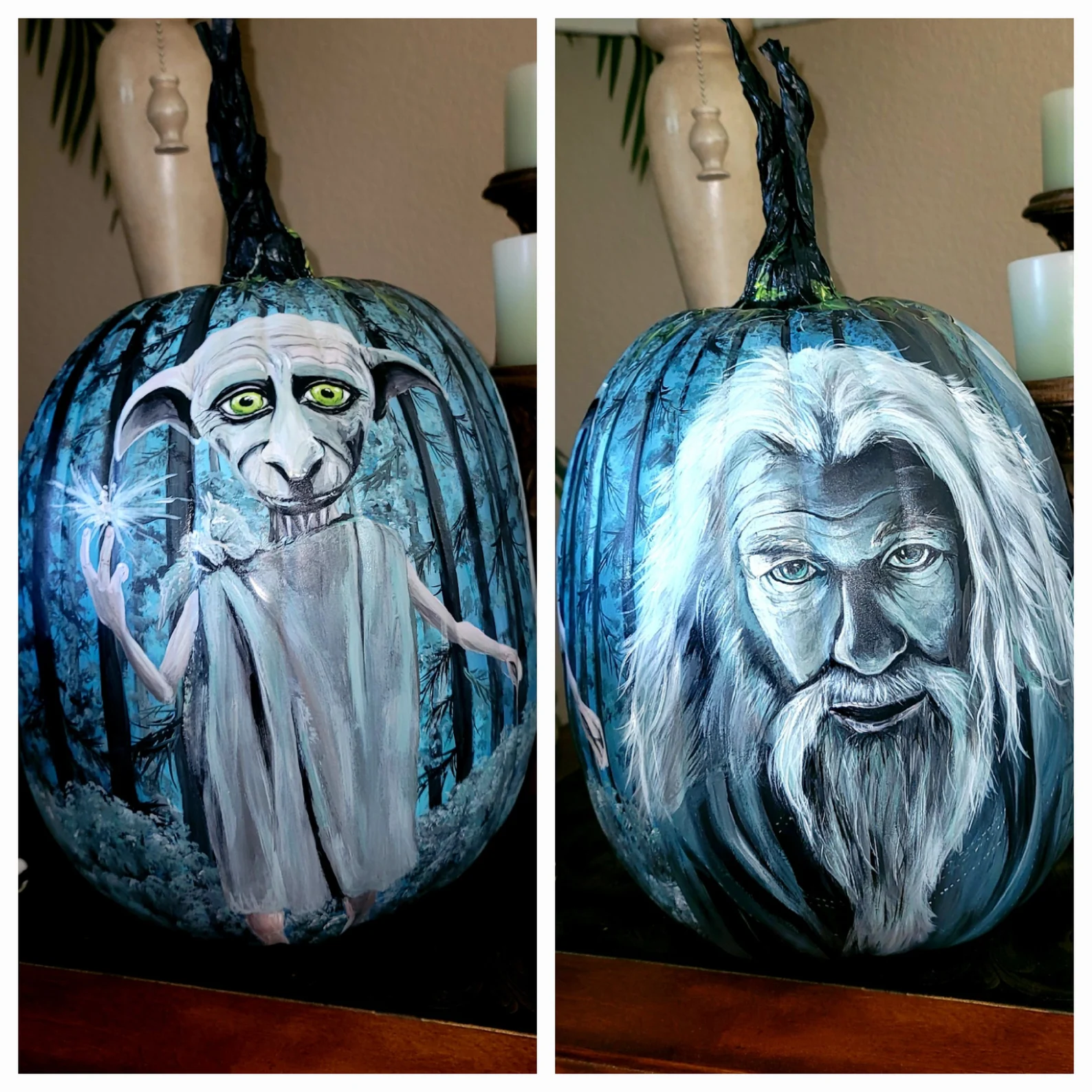 Dumbledore & Dobby Painted Pumpkin